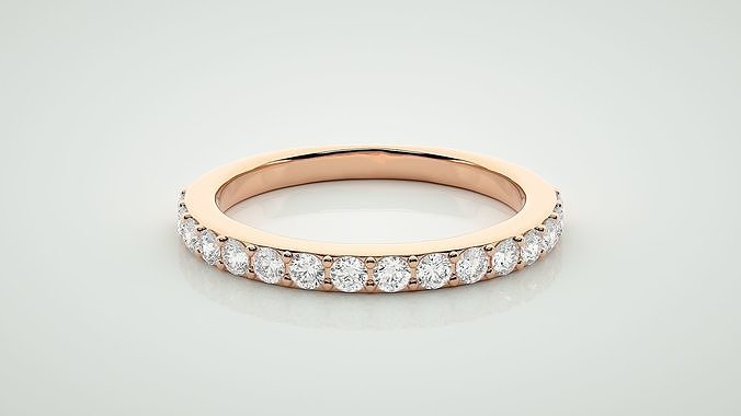 eternidade banda diamante anel 3dm stl render detalhe joalheria feminino Casamento metade noivado imprimível solitário cheio argolas 3D print model - Mito3D