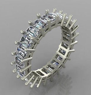 eternidad banda anillo Esmeralda piedras diamante joya joyería anillos oro plata compromiso Boda Moda blanco brillante enganchar Diamante solitario 3d print model - Mito3D