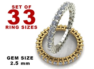 a eternidade anel de diamante anéis jóias ouro prata jóia printable moda prototipagem pack definir pacote casamento marryme banda luxo 3d print model - Mito3D