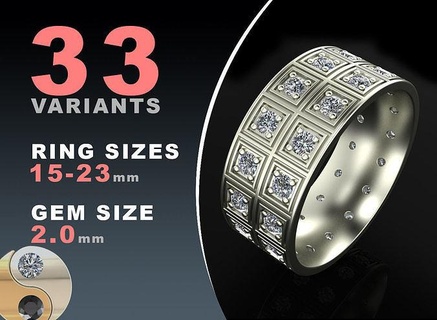 eternity diamond ring rings jewelry gold silver jewel printable jewellery fashion prototyping pack set package wedding marryme band luxury engagement 3d print model - Mito3D