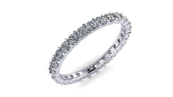 eternidad diamantes anillo 5pt joyería joya oro imprimible diamante compromiso Boda platino enganchar vestir Moda belleza canalla brillante solitario anillos 3d print model - Mito3D