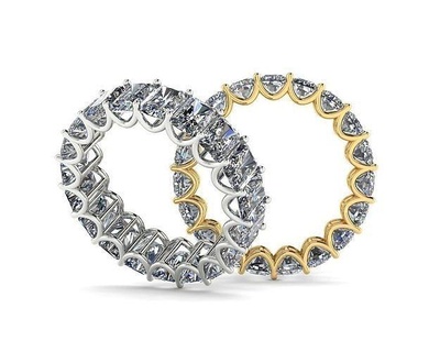 eternidade esmeralda diamante anel 3dmodel 3d impressão modelo joalheria ouro gema luxo imprimível brilhando acessório platina argolas noivado brilhante prata jóia moda beleza 3d print model - Mito3D