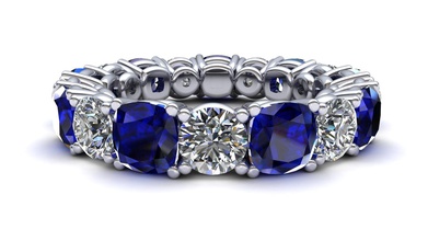 eternity ring2 jewelry ring cad silver gem diamond wedding engagement platinum sapphire gold jewel jewellery stone band rhino fashion beauty rings 3d print model - Mito3D