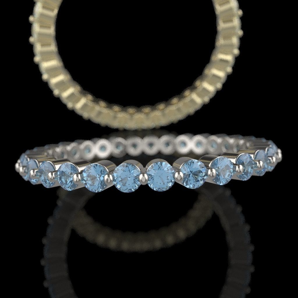 eternidad anillo joyería joya platino diamante Boda banda plata imprimible libra esterlina Moda lujo precioso compromiso humano azul accesorio brillante anillos 3D print model - Mito3D