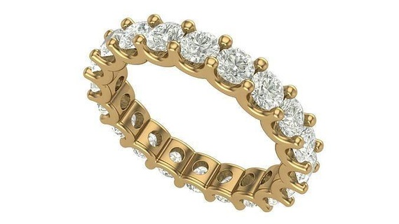 eternidad anillo 15 puntero diamante Talla compromiso joyería joya oro imprimible anillos Boda platino brillante libra esterlina Moda solitario delicado 3d print model - Mito3D