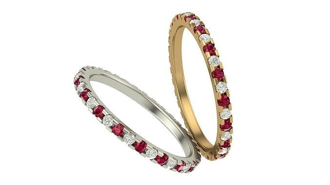 sonsuzluk yüzük 45 sent elmaslar takı altın yazdırılabilir elmas mücevher düğün nişan platin yüzükler sterlin beyaz parlak moda Solitaire cad 3D print model - Mito3D