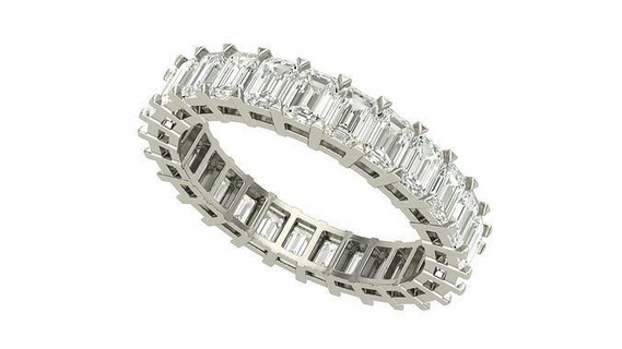 eternidad anillo Esmeralda cortar 5 quilate diamante peso joyería joya oro imprimible plata anillos Boda compromiso platino brillante libra esterlina Moda canalla 3d print model - Mito3D