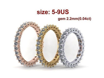 eternity ring harts 04 ct round prong band daimonds jewelry shining luxury usa uk israel printable gold silver set 2mm rings 3d print model - Mito3D
