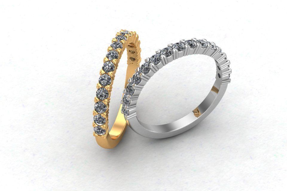 eternity ring setting size l diamond silver fashion printable jewelry platinum brilliant gold brillant engagement wedding classic heart claw clawsetting rings 3D print model - Mito3D