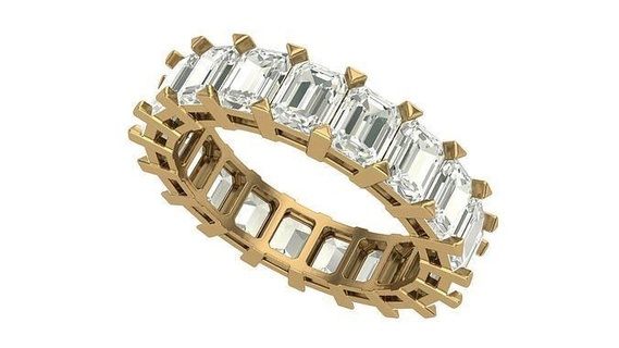 eternidad anillo esmeralda cortar 3 quilate diamante peso joyería joya oro imprimible plata anillos Boda compromiso platino brillante libra esterlina Moda pendientes 3d print model - Mito3D