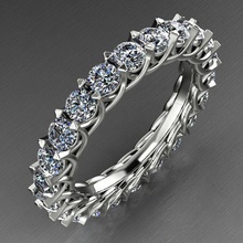 eternity 3mm diamond ring shared prong setting anniversary jewelry bridal wedding gemstone jewel rings 3d print model - Mito3D