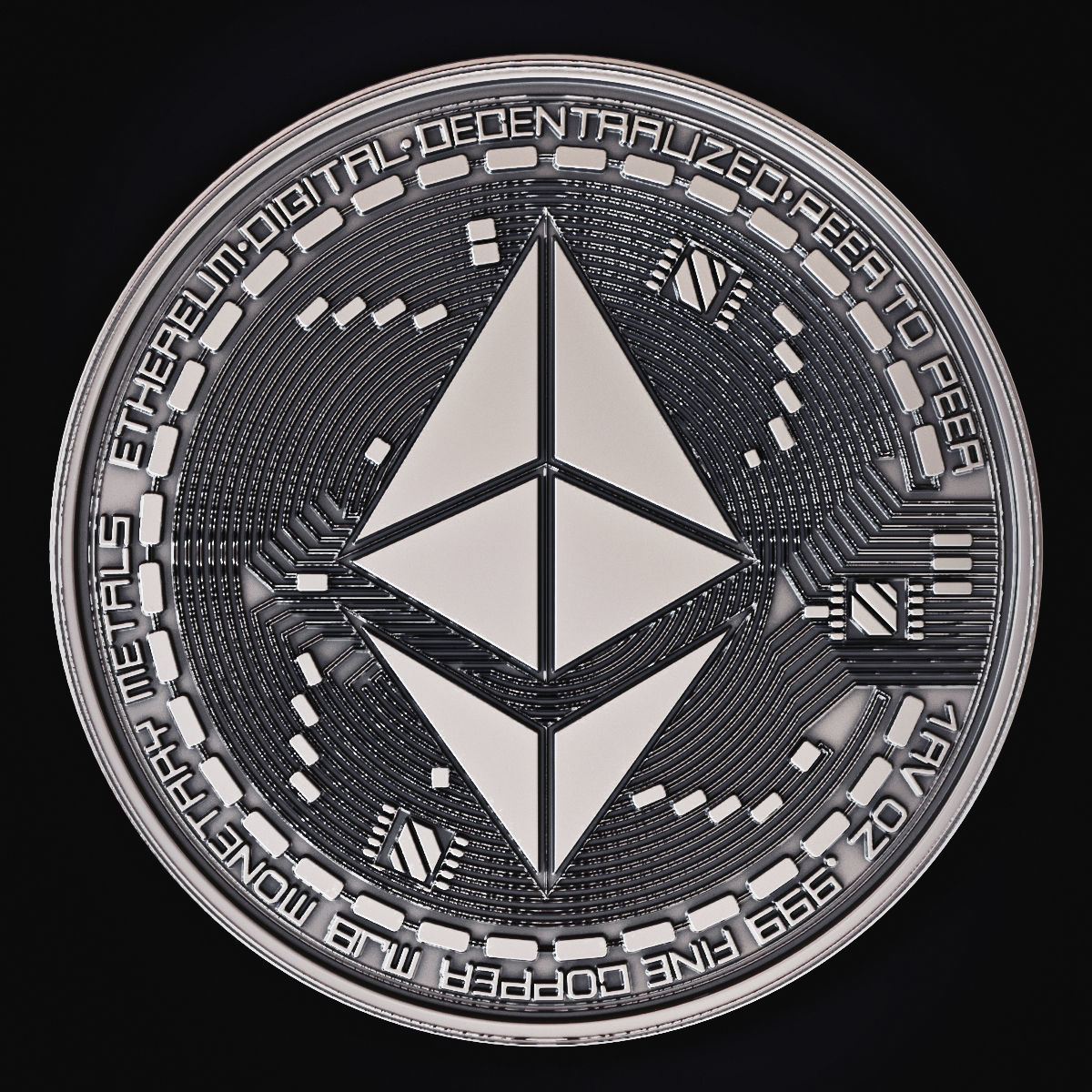 ethereum coin cash pay payment print printable bitcoin 3d art coins badges 3D print model - Mito3D