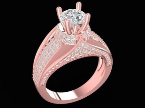 euro diamante señoras anillo 2693 joyería joya Moda accesorios oro mujer diseño anillos 3d print model - Mito3D