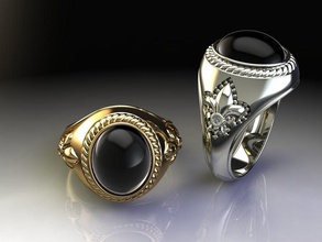 european pattern ring jewelry gem jewel jewellery gold silver fashion carving flower rubi sapphire stone art nhan nam fingerend rings 3d print model - Mito3D