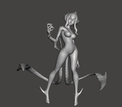 evelynn 3d modello donna tenendo bicchiere lol lega of leggende selvaggio spaccatura giochi giocattoli 3d print model - Mito3D
