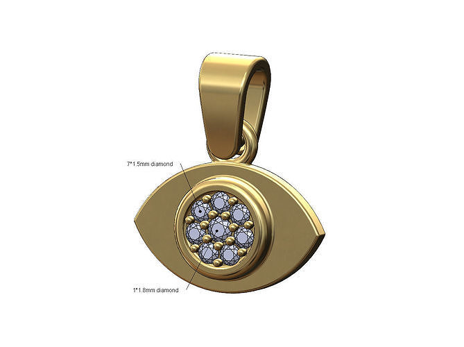 male occhio diamante grappolo pendente fascino cauzione navette gioielleria stampabile oro argento sterlina ebreo vintag moda collana ovale 3d modello ciondoli 3D print model - Mito3D