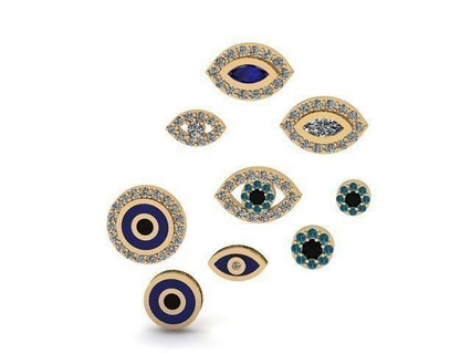 evil eye fine jewelry collection gold printable silver diamond gem platinum wedding luxury pendants 3d print model - Mito3D