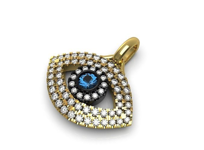mal œil pendentif bijoux précieux imprimable argent acier Sécurité luxe Hamsa pendentifs famille gemme sterling diamant platine mode 3D print model - Mito3D