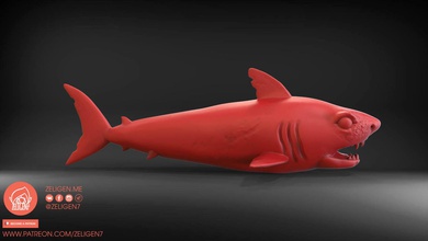 evil shark scars games-toys animal mammal nature sea underwater killer ocean games toys 3d print model - Mito3D