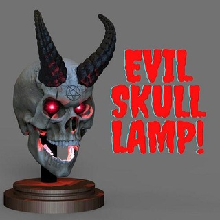 evil skull lamp lighting furniture interior demon horns creature fantasy monster house 3d print model - Mito3D