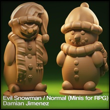 evil snowman miniature tabletop games rpg christmas minis rol playing game dnd dungeons dragons npc character sculpt sculpture board toys 3d print model - Mito3D