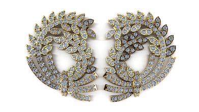ew000230 or de luxe bijoux le diamant la décoration art des boucles d'oreilles 3d print model - Mito3D