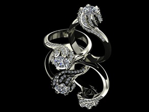 ex-48 bijoux de l'anneau le diamant 3dprint les anneaux 3d print model - Mito3D