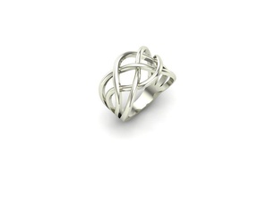 ex-69 sterling silver ring intertwined design gold jewelry jewellery rings 3d print model - Mito3D