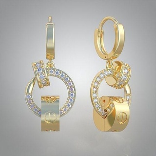 exklusiv Ohrringe Modell 3d druckbar 0051 Platin Schmuck Gold Silber Juwel Diamant Anhänger Luxus Ringe Ring Ohrring Armband Halskette Hochzeit Ketten Armreifen 3d print model - Mito3D