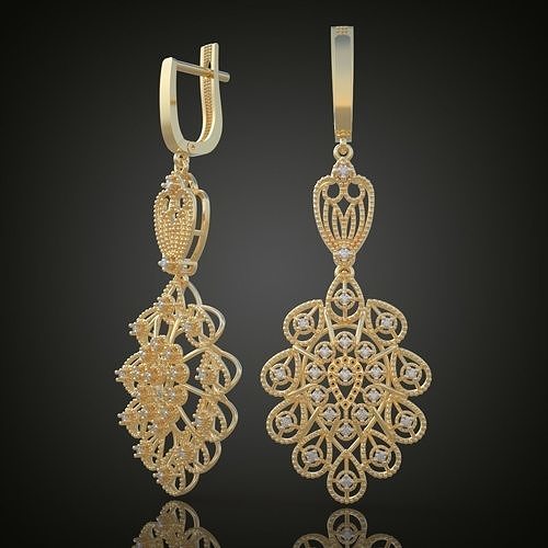 özel küpe model 3d yazdırılabilir 0090 11 platin takı altın gümüş mücevher elmas kolye yüzük bilezik düğün zincirler bilezikler 3D print model - Mito3D