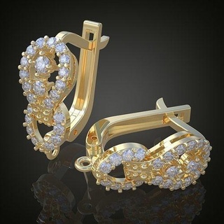 özel küpe model 3d yazdırılabilir 0140 platin takı altın gümüş mücevher elmas kolye lüks yüzükler yüzük bilezik düğün zincirler bilezikler 3d print model - Mito3D