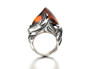 exclusivo moda anillo fuego ópalo desafío oro platino plata diamante joyería joya estilo stl cnc réplica imitación anillos 3d print model - Mito3D