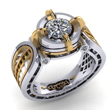 exclusif anneau de mode unisexe bijoux la l'anneau imprimable richesse luxe shining le platine précieux gem diamant saphirs saphir les anneaux or blanc d'argent vitrage 3d print model - Mito3D