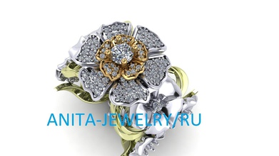 exclusive couronne de fleurs bijoux l'anneau le bouquet 3d conifères diamant l'engagement exclusif la flore or modèles l'imprimante les anneaux saphir d'argent mariage fleur 3d print model - Mito3D