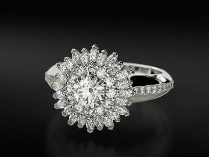exclusif bague diamants marquises 764 3dprinted conception mode or d'or bijou bijoux impression imprimable prototypage anneaux argent 3d print model - Mito3D