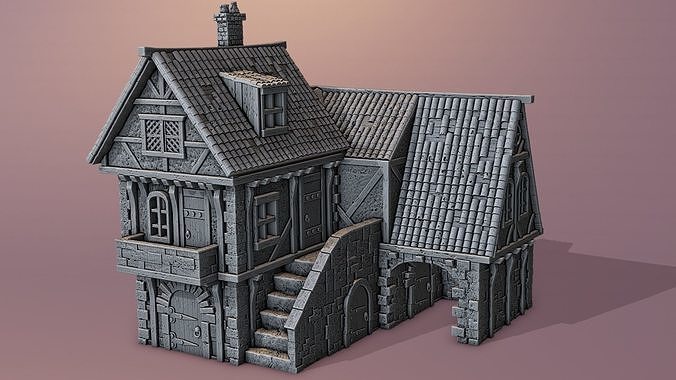 extensive collection medieval houses viking hous house exterior building village hut 28mm 3D print model - Mito3D