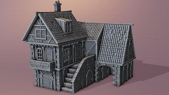extenso coleção medieval casas viking casa exterior construção Vila cabana 28mm 3d print model - Mito3D