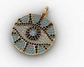 eye necklace jewelry necklaces jewelery diamond black gold silver stone 3d print model - Mito3D