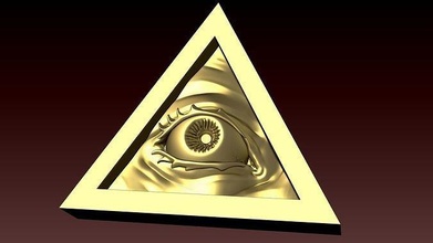 œil Providence illuminati pyramide Triangle argent dollar art conspiration théorie occulte dormir obéit consommer maison décor mur décoration 3d print model - Mito3D