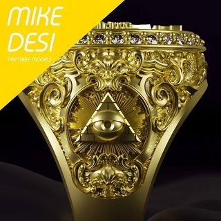 eye providence ring god gold silver jewel luxury printable diamond gem mason freemasonry jewelry rings 3d print model - Mito3D