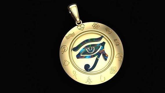 eye ra pendant 3d model gold silver luxury jewerly pendants symbol jewelry 3d print model - Mito3D