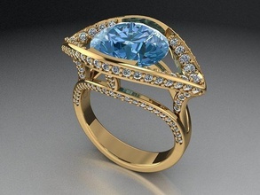 ojo anillo 528 joyería joya oro imprimible diamante plata Moda platino belleza brillante rubí Diamante anillos 3d print model - Mito3D