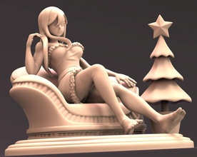 esra weihnachten kostüm märchen anime natsu animechan sexy weiblich kunst mädchen mode frau skulptur wunderschönen körper statue zahl 3dprint drucken spiele spielzeuge 3d print model - Mito3D