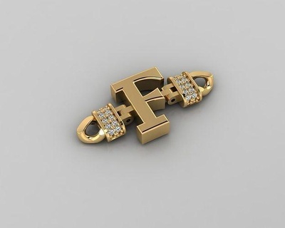 f alphabet bracelet 3d model jewelry gold silver jewel wedding printable fashion beauty bracelets 3d print model - Mito3D