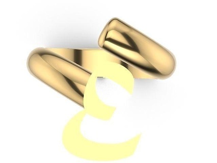 f alphabet ring stl verified jewellery jewelry printable diamond fashion prototyping 3d cad stylish design modern text rings 3d print model - Mito3D