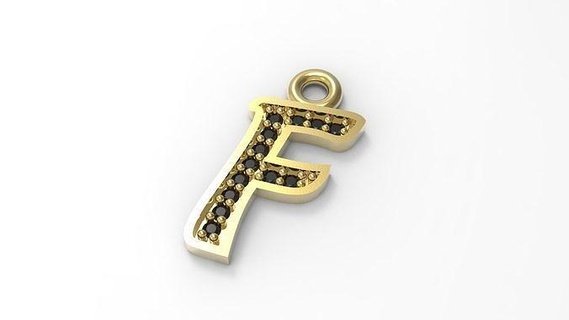 Brief Alphabet Anhänger Gold Juwel Halskette ABC xyz Silber Frauen cool Diamant Schmuck druckbar Sterling Halsketten Schriftart Sprache 3d print model - Mito3D