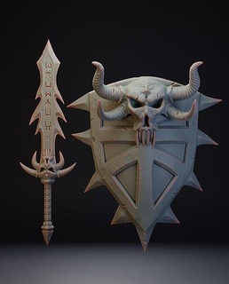 face death - hungering cold world warcraft sword blade shield weapon classic wow games toys 3d print model - Mito3D
