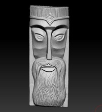 faccia fatta di legno casa antichi vecchio la maschera statua arredamento 3d print model - Mito3D