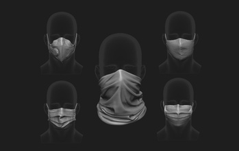 visage masque base engrener ensemble covid peste protection toux déguisement virus chine 19 chirurgie hôpital médicament imprimable sûr tête bouche couverture gaine mode 3d print model - Mito3D