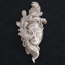 joalheria pingente mascarar menina cara decoração escultura arte prata imprimível esculturas ouro anel 3d print model - Mito3D